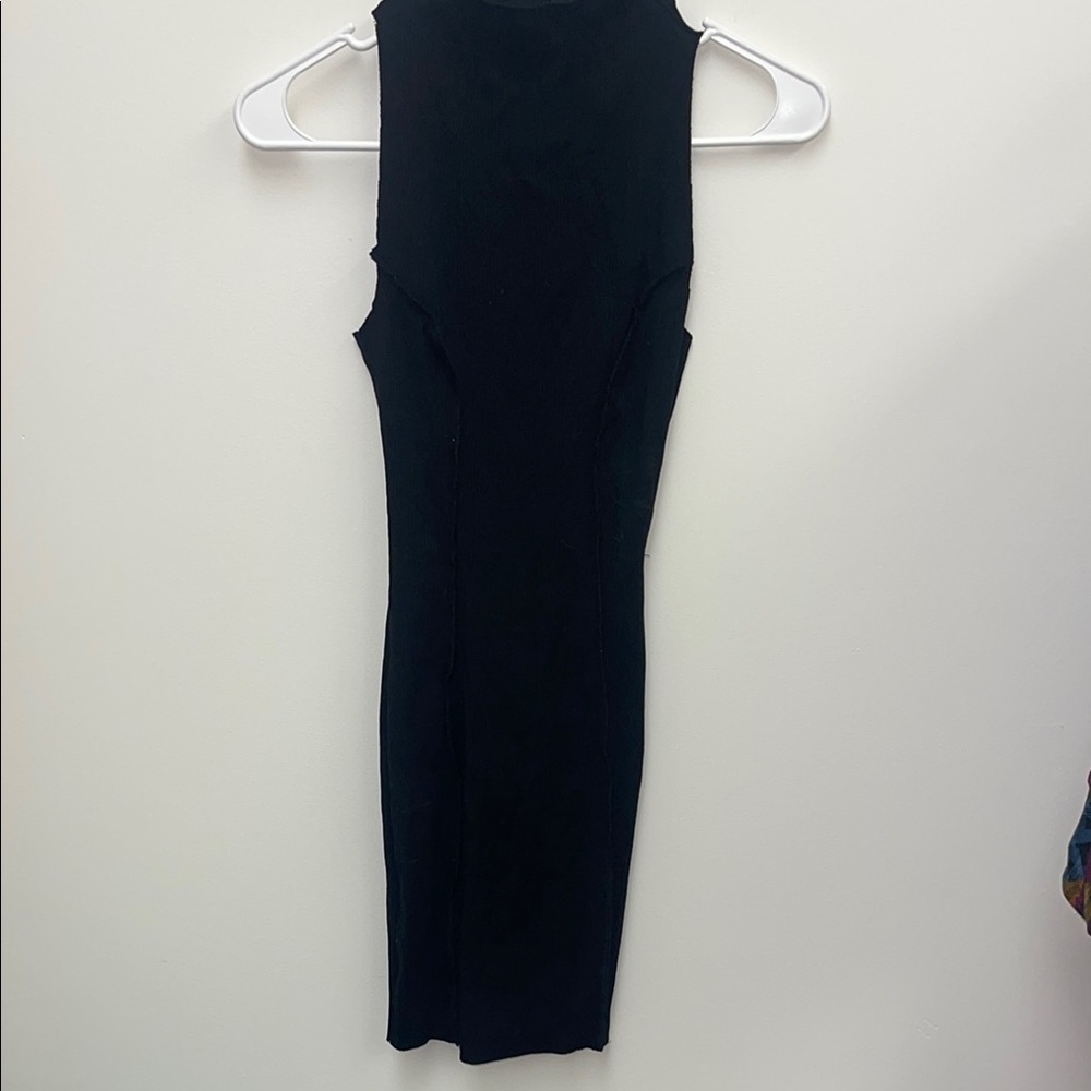 Naked Wardrobe Black Snatched and Sexy Ribbed Dress